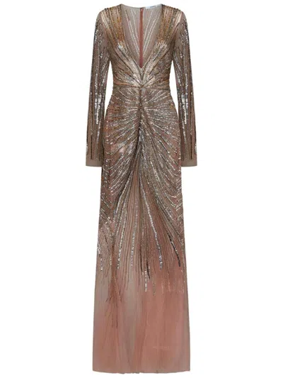 Room76 Long Nude-colored Tulle Dress In Multi