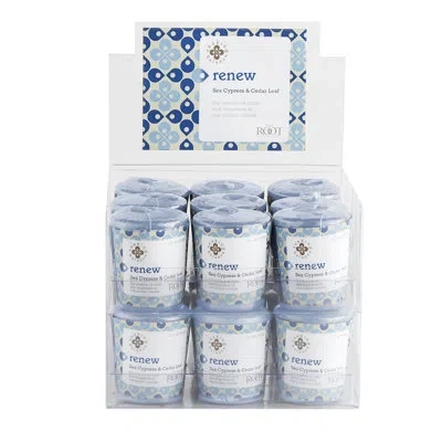 Root Candles 18 Piece Renew Seaside Cypress & Cedarleaf Scented Votive Candle Set In Blue