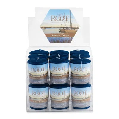 Root Candles 18 Piece Seaside Harbor Scented Votive Candle Set In Brown;navy Blue