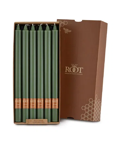 Root Candles Arista 12" Taper Candle Set, 12 Piece In Dark Olive