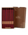 Root Candles Arista 9" Taper Candle Set, 12 Piece In Garnet