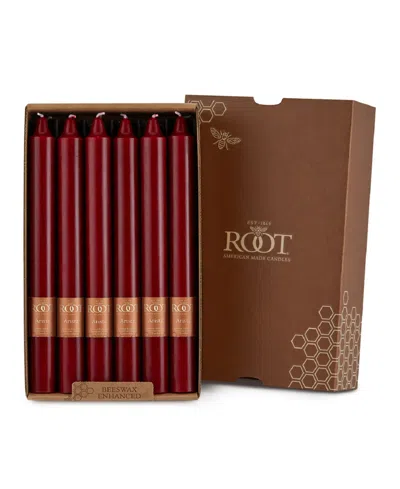 Root Candles Arista 9" Taper Candle Set, 12 Piece In Garnet