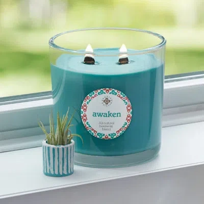Root Candles Awaken Basil & Lime Scented Jar Candle In Teal