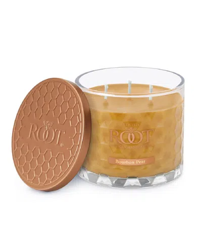 Root Candles Bourbon Pear Fragrance Honeycomb Glass Jar Candle In Butterscotch