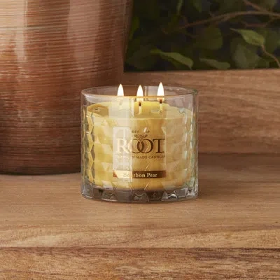 Root Candles Bourbon Pear Scented Jar Candle In Yellow