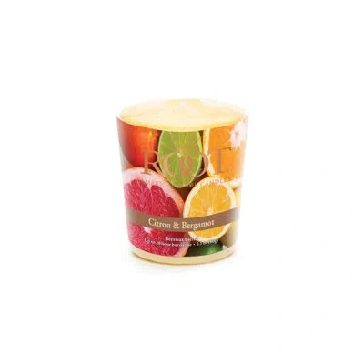 Root Candles Citron And Bergamot Scented Votive Candle In Citrus Yellow