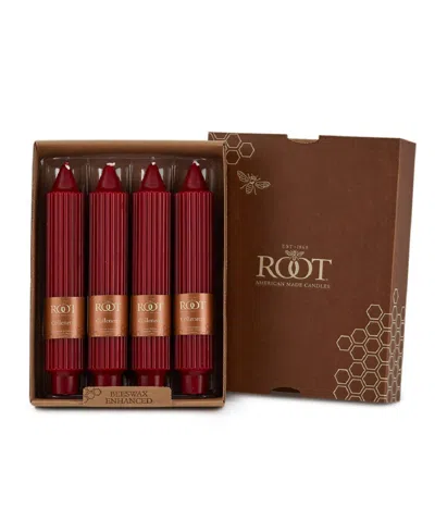 Root Candles Grecian Collenette 7" Taper Candle Set, 4 Piece In Garnet