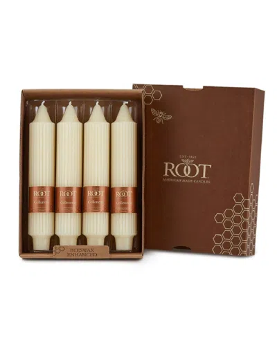 Root Candles Grecian Collenette 7" Taper Candle Set, 4 Piece In Ivory