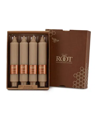 Root Candles Grecian Collenette 7" Taper Candle Set, 4 Piece In Taupe