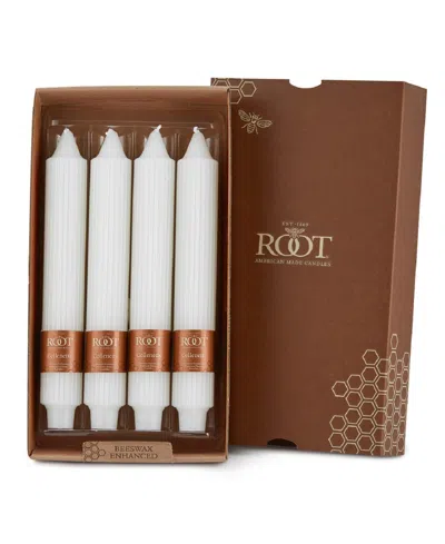 Root Candles Grecian Collenette 9" Taper Candle Set, 4 Piece In White