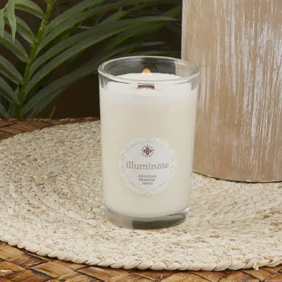 Root Candles Illuminate Juniper Rosewood Scented Jar Candle In White