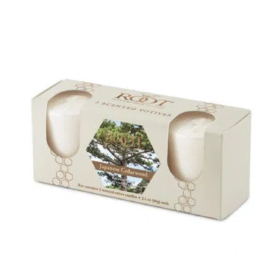 Root Candles Japanese Cedarwood Scented Votive Candle In White