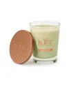 Root Candles Large Veriglass Tea Leaf Honey Fragrance Jar Candle In Leaf Green