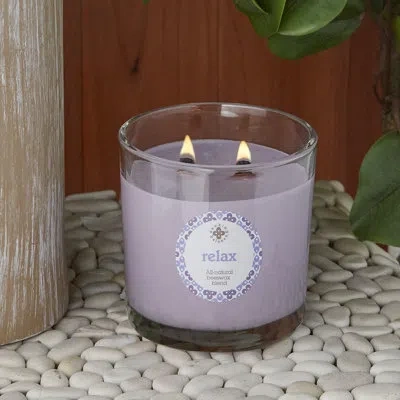 Root Candles Relax Geranium Lavender Scented Jar Candle In Purple