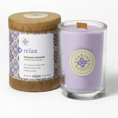Root Candles Relax Geranium Lavender Scented Jar Candle In Purple;lavender