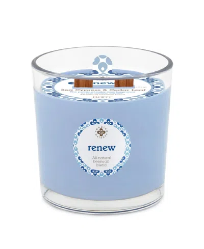 Root Candles Seeking Balance 2 Wick Renew Seaside Cypress Cedar Leaf Spa Jar Candle, 12 oz In Blue
