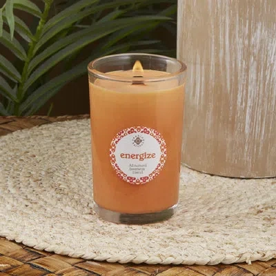Root Candles Seeking Balance Energize Rosemary Eucalyptus Scented Jar Candle In Orange