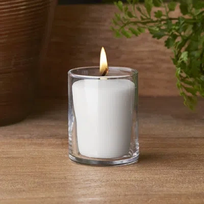 Root Candles Seeking Balance Illuminate Juniper Rosewood Scented Votive Candle In White