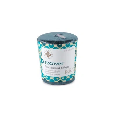 Root Candles Seeking Balance  Recover Sandalwood & Sage Scented Votive Candle Set Of 18 In Blue