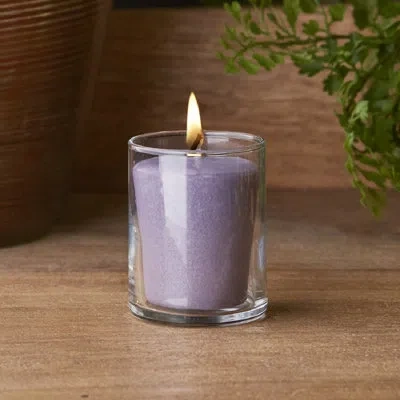 Root Candles Seeking Balance Relax Geranium Lavender Scented Votive Candle In Purple