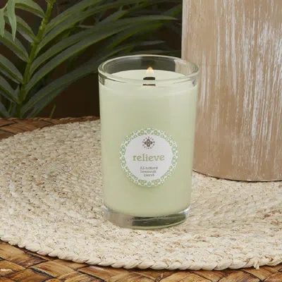 Root Candles Seeking Balance Relieve Eucalyptus Menthol Scented Jar Candle In Green