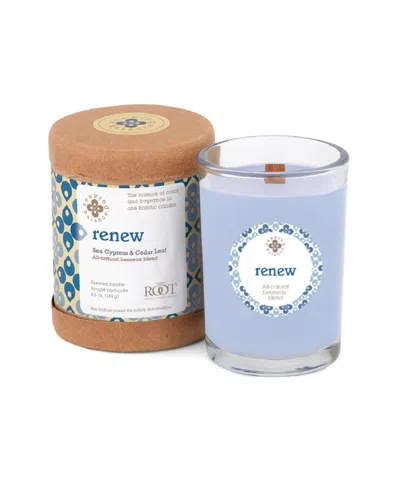 Root Candles Seeking Balance Renew Seaside Cypress Cedar Leaf Spa Jar Candle, 6.5 oz In Blue
