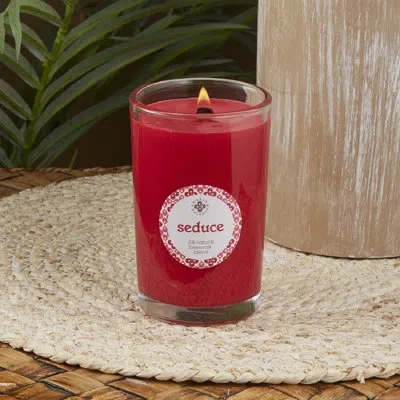 Root Candles Seeking Balance Seduce Patchouli And Anise Scented Jar Candle In Red
