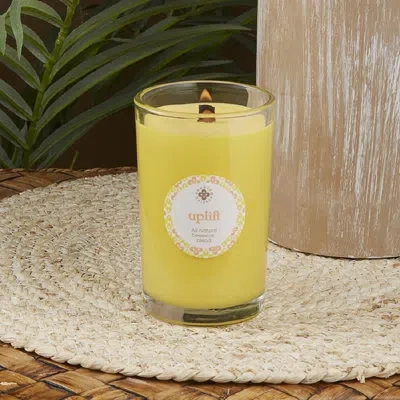 Root Candles Seeking Balance Uplift Lemon And Bergamot Scented Jar Candle In Yellow