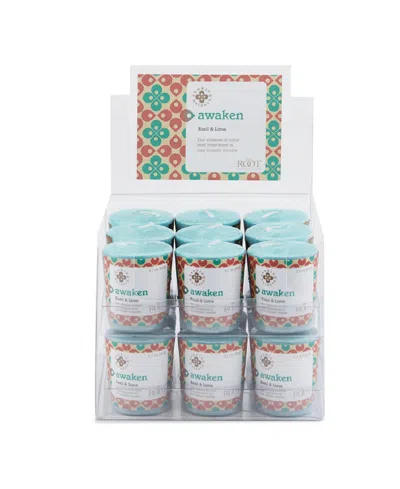 Root Candles Seeking Balance Votive Awaken-basil Lime Set, 18 Piece In Aqua