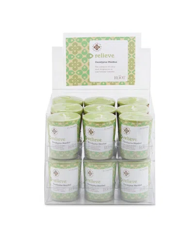 Root Candles Seeking Balance Votive Relieve-eucalyptus Menthol Set, 18 Piece In Mint