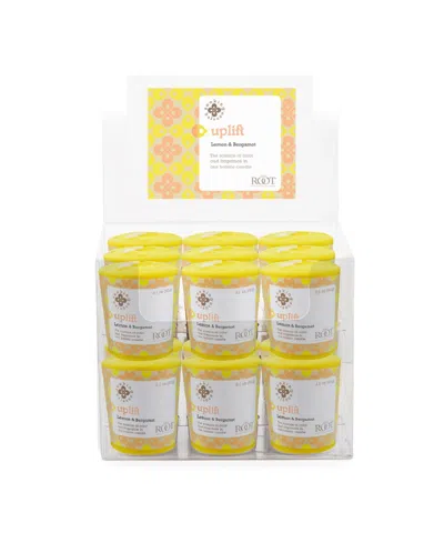 Root Candles Seeking Balance Votive Uplift-lemon Bergamont Set, 18 Piece In Yellow