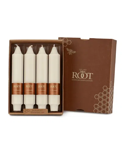 Root Candles Smooth Collenette 7" Taper Candle Set, 4 Piece In Ivory