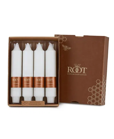 Root Candles Smooth Collenette 7" Taper Candle Set, 4 Piece In White