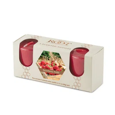 Root Candles Strawberry Fields Scented Votive Candle Set Of 3 In Red