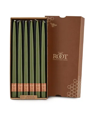 Root Candles Taper 12" Candle Set, 12 Piece In Dark Olive