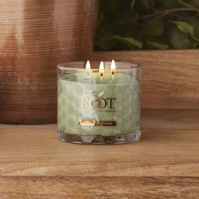 Root Candles Tea Leaf And Honey Scented Jar Candle In Green