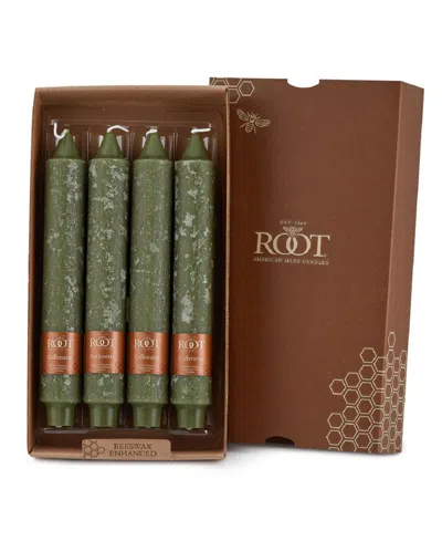 Root Candles Timberline Collenette 9" Taper Candle Set, 4 Piece In Dark Olive