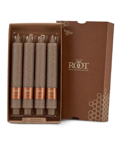 Root Candles Timberline Collenette 9" Taper Candle Set, 4 Piece In Portobello