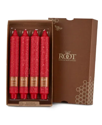 Root Candles Timberline Collenette 9" Taper Candle Set, 4 Piece In Red