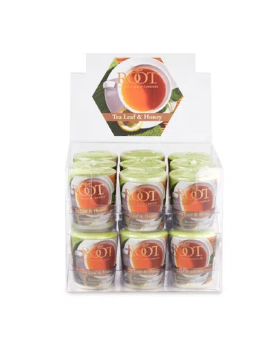Root Candles Votive Tea Leaf Honey 20 Hour Candles Set, 18 Piece In Leaf Green