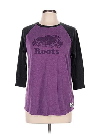 Pre-owned Roots 3/4 Sleeve T-shirt In Purple