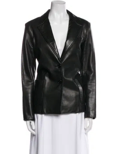 Pre-owned Roots Leather Blazer In Black