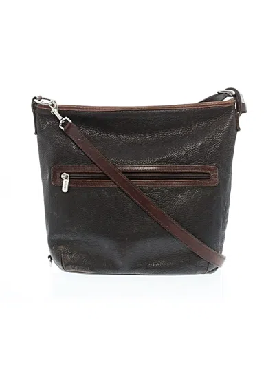 Pre-owned Roots Leather Crossbody Bag In Brown