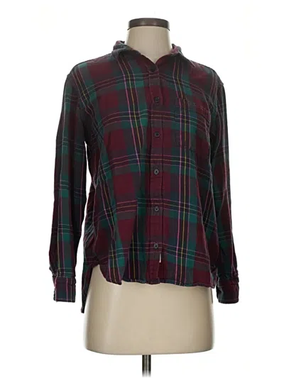 Pre-owned Roots Long Sleeve Blouse In Burgundy