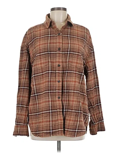 Pre-owned Roots Long Sleeve Button Down Shirt In Brown