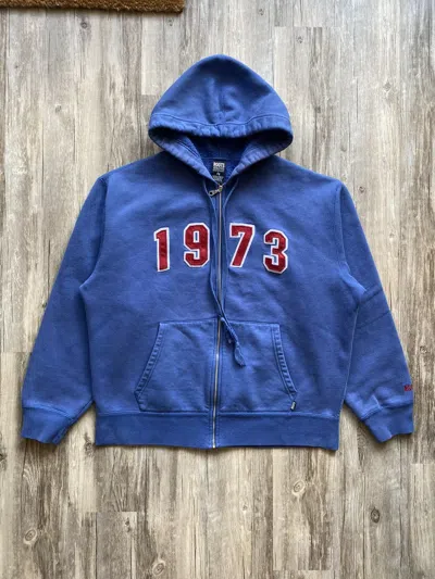 Pre-owned Roots X Vintage 90's Roots Canada 1973 Blockletter Hoodie In Blue