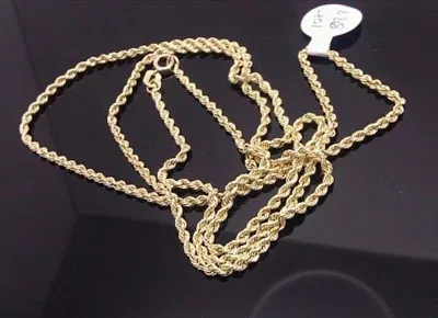 Pre-owned Rope Chain Brand Real 10k Yellow Gold  Necklace 22" Inch Men Women