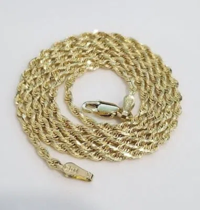 Pre-owned Rope Chain Real 10k Yellow Gold Necklace  2.5 Mm 24" Inch 2.5mm Men Women