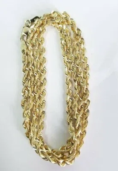 Pre-owned Rope Chain Sale Real 10k Yellow Gold Necklace  3.5mm 26" Inch Men