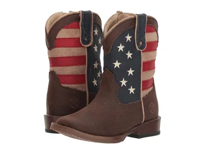 Roper Kids' American Patriot (toddler) Cowboy Boots Brown Faux Leather Vamp Stars & Stripes Shaft : 8 Toddler M,